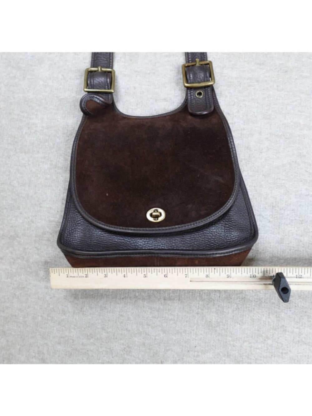 Coach Bag Brown Leather Suede Satchel Adjustable 9014 Vintage Glove Tanned - Picture 4 of 16